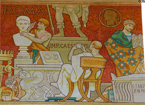 Mural of Greek & Roman ancient culture at Grand Palais. Paris, France.