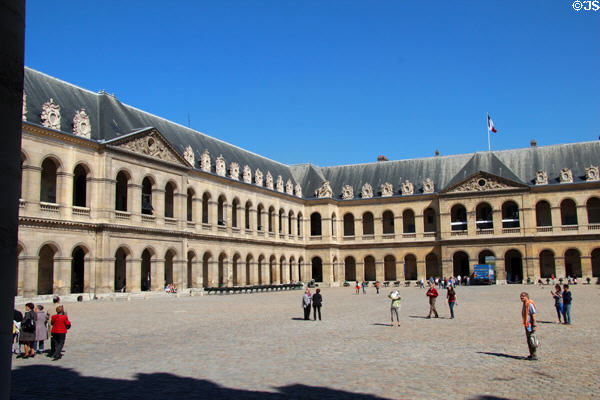 Courtyard & parade ground of Les Invalides. Paris, France.