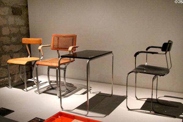 Aluminum chairs (WB 300 series) & table WB321 (1933-4) by Marcel Breuer with Embru-Werke of Zurich at Musée des Monuments Français. Paris, France.