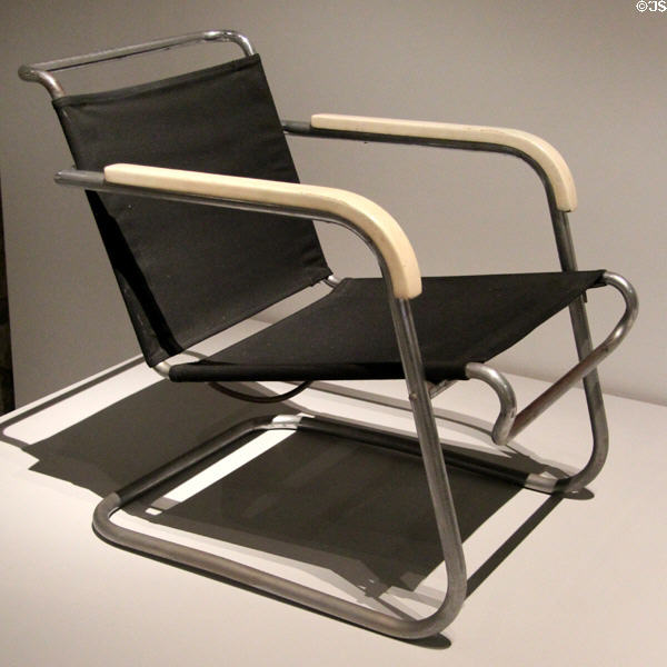 Tubular steel armchair (1934-5) by Marcel Breuer with Metz & Co. of Amsterdam at Musée des Monuments Français. Paris, France.