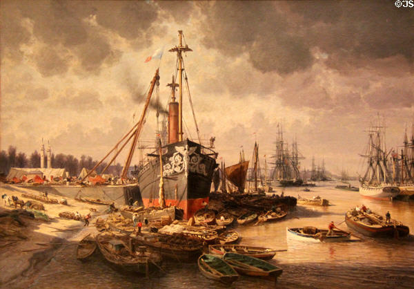 View of Port of Bordeaux painting (1871) by Édme-Émile Laborne at Musée de la Marine. Paris, France.