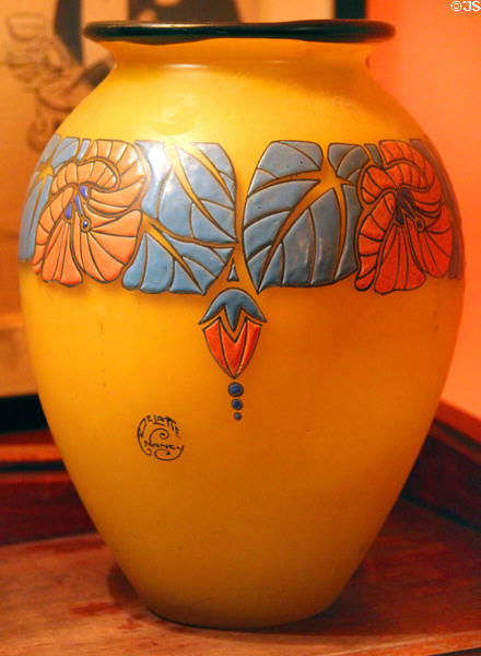 Glass vase by Andre Delatte of Nancy at Maxim's Art Nouveau Collection 1900. Paris, France.