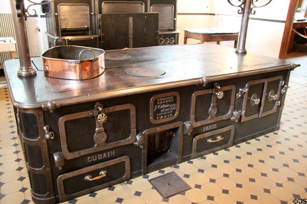 Fourneau Baudon kitchen range by J. Cubain et ses Fils of Paris sat Nissim de Camondo Museum. Paris, France.