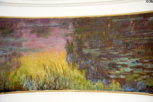 Detail of Water Lilies - Setting Sun mural (1920-6) by Claude Monet in oval gallery at Orangerie. Paris, France.