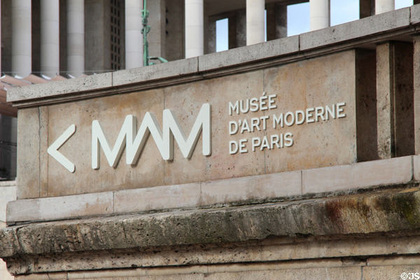 Museum of Modern Art sign at Palais de Tokyo. Paris, France.