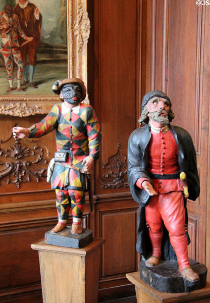 Italian comedy figures, Harlequin & Pantalon, (18thC) Italian at Carnavalet Museum. Paris, France.