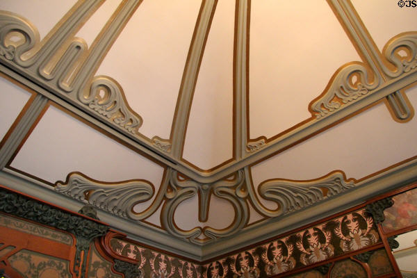 Detail of Art Nouveau ceiling design (1901) inside Boutique Fouquet at Carnavalet Museum. Paris, France.