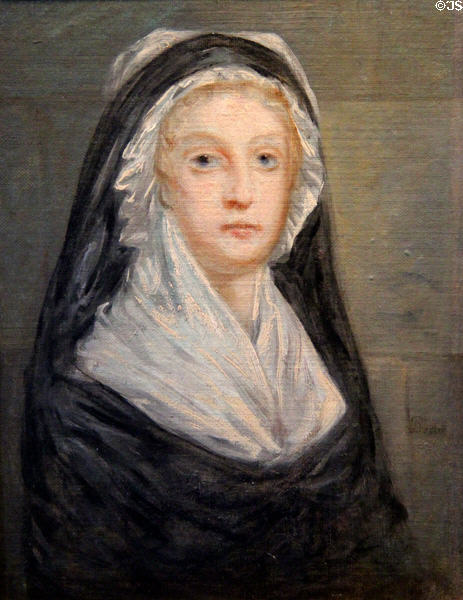 Marie-Antoinette at the Temple prison painting (c1793) by Prieur after work by Alexandre Kucharski at Carnavalet Museum. Paris, France.