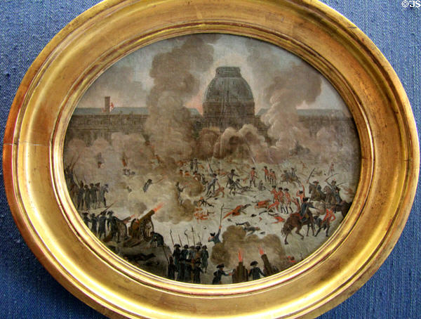 The Taking of the Tuileries Aug. 10, 1792 painting (end 18thC) by French School at Carnavalet Museum. Paris, France.