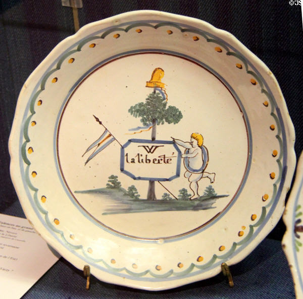 Earthenware plate inscribed with tree of Liberty at Carnavalet Museum. Paris, France.