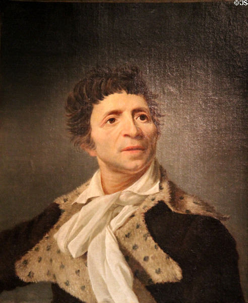Jean-Paul Marat assassinated July 1793 & considered Martyr of French Revolution portrait (c1793) by Joseph Boze at Carnavalet Museum. Paris, France.