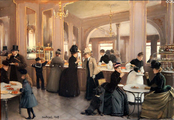 Pastry Shop Gloppe on Champs-Elysees painting (1889) by Jean Béraud at Carnavalet Museum. Paris, France.