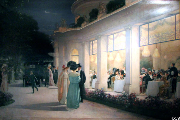 A Soirée at Pré-Catelan Restaurant painting (1909) by Henri Gervex at Carnavalet Museum. Paris, France.