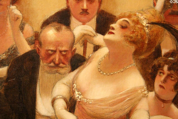 Detail of The Latecomers painting (c1914) by Albert Guillaume at Carnavalet Museum. Paris, France.