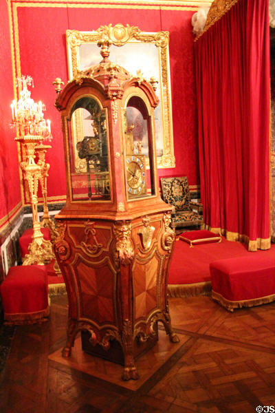 Automated clock (1706) by Antoine Morand was offered to Louis XVI in Mercury salon at Versailles Palace. Versailles, France.