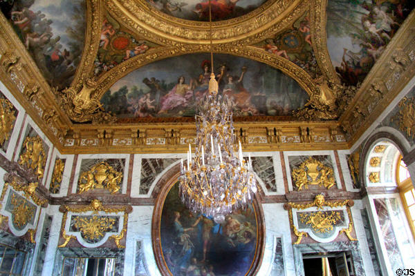 Peace Room with arches showing benefits of peace paintings (c1686) by Charles Le Brun at Versailles Palace. Versailles, France.