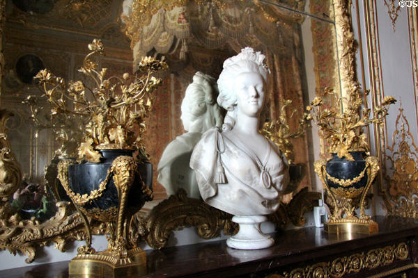 Bust of Queen Marie-Antoinette (1783) by Félix Lecomte in Queen's Bedroom at Versailles Palace. Versailles, France.