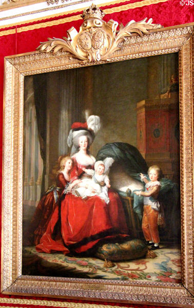 Portrait of Queen Marie-Antoinette & her children (1787) by Élisabeth-Louise Vigée Le Brun at Versailles Palace. Versailles, France.