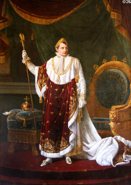 Portrait of Napoleon in Coronation Robes (1811) by Robert Lefevre at Versailles Palace. Versailles, France.