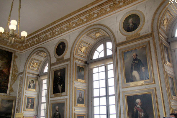 Distinguished French Revolution military officers 1792 gallery at Versailles Palace. Versailles, France.