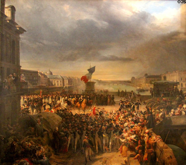 National Guard of Paris leaves to join French Army in Sept. 1792 painting by Léon Cogniet at Versailles Palace. Versailles, France.