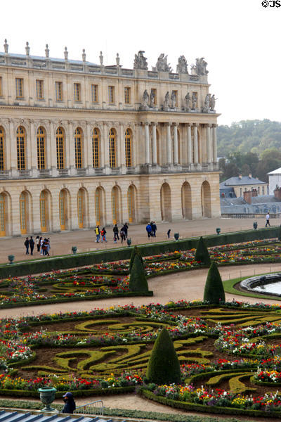 Versailles Palace facade over garden. Versailles, France.