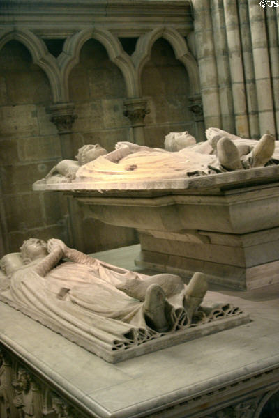 Tombs of Dukes of Orleans (1400s) made (1502) to memorialize family origins of Louis XII at St-Denis Basilica. St Denis, France.