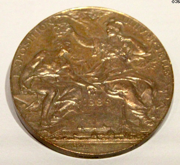 Exposition Universelle (1889) bronze medal by Louis Bottée awarded to Joseph-Félix Bouchor at Vannes Museum of Beaux Arts. Vannes, France.
