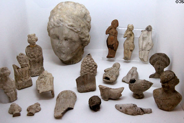 Ceramic & marble statuettes at Archeology Museum of Morbihan. Vannes, France.