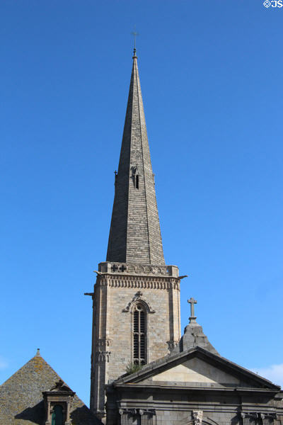 Steeple (added in 19thc) of St Vincent Cathedral. St Malo, France.