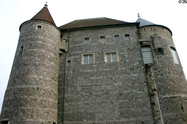 Round towers of Dieppe Castle (Château). Dieppe, France.