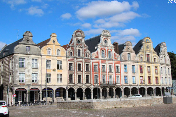 Flemish Baroque facades (17th & 18thC) on Grand Place. Arras, France.