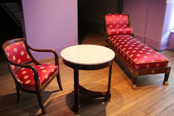 Empire-style armchair, table & chaise longue at Arras Fine Art Museum. Arras, France.