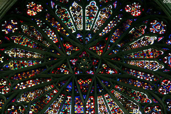 Details of rose window (14thC) in north transept of Amiens Cathedral. Amiens, France.