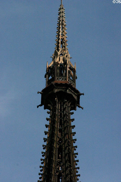 Central lantern tower with cast iron spire (19thC replacing originals of 1500s) of Rouen Cathedral. Rouen, France.