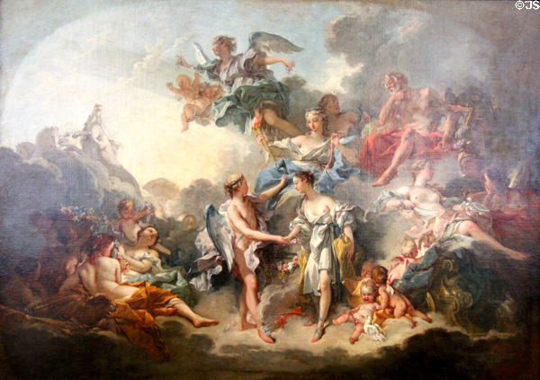 Marriage of Amor & Psyche painting (1744) by François Boucher at Rouen Museum of Fine Arts. Rouen, France.