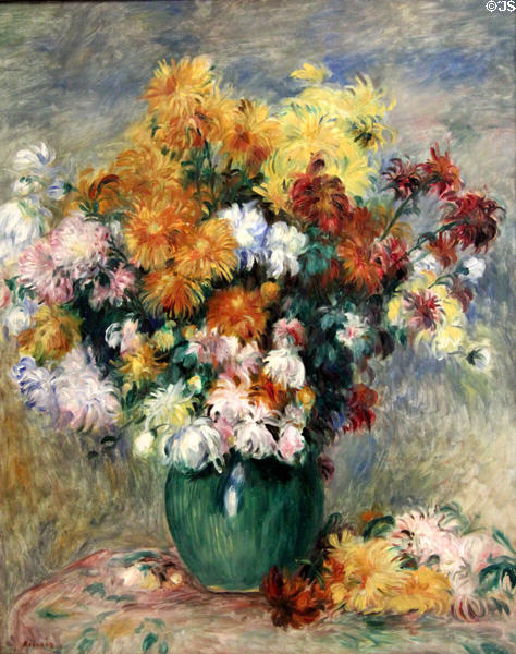 Bouquet of chrysanthemums painting by Auguste Renoir at Rouen Museum of Fine Arts. Rouen, France.