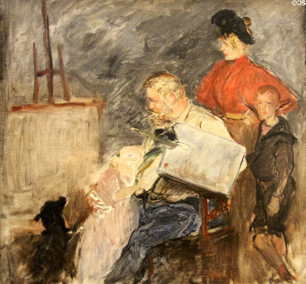 Study of portrait of painter Frits Thaulow & his children painting (1894-5) by Jacques-Emile Blanche at Rouen Museum of Fine Arts. Rouen, France.