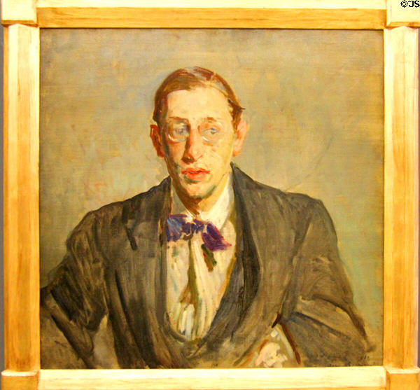 Study of portrait of Igor Stravinsky painting (1913) by Jacques-Emile Blanche at Rouen Museum of Fine Arts. Rouen, France.