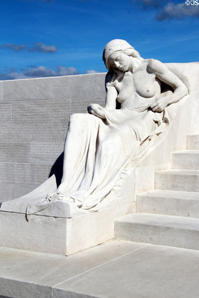 Female mourner statue at Vimy Ridge Memorial. Vimy, France.