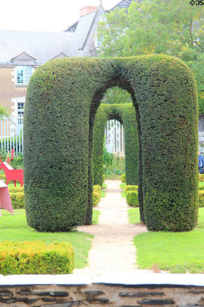 Topiary in Angers Chateau gardens. Angers, France.