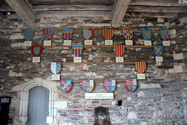 Arms of royalty associated with Angers Chateau. Angers, France.