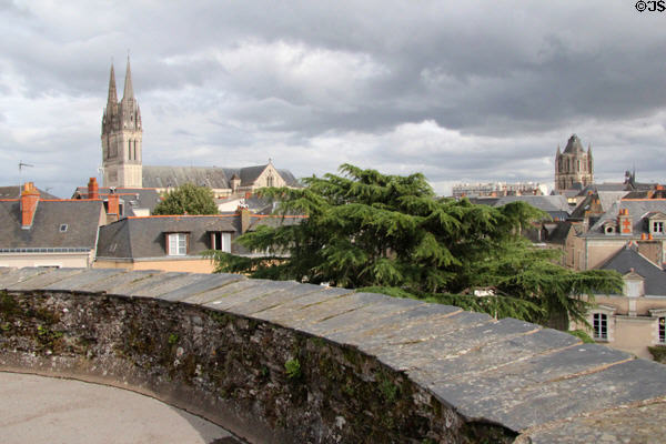 View of town from parapet walk at Angers Chateau. Angers, France.