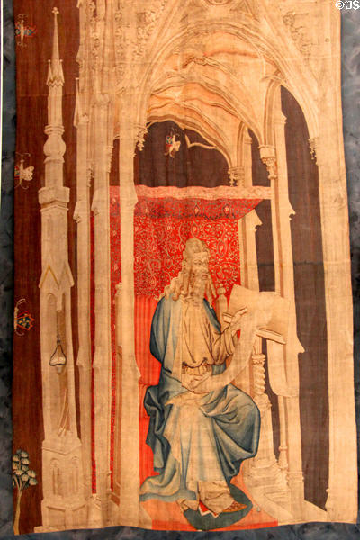 Probably Duke Louis I of Anjou who commissioned Apocalypse Tapestry at Angers Chateau. Angers, France.