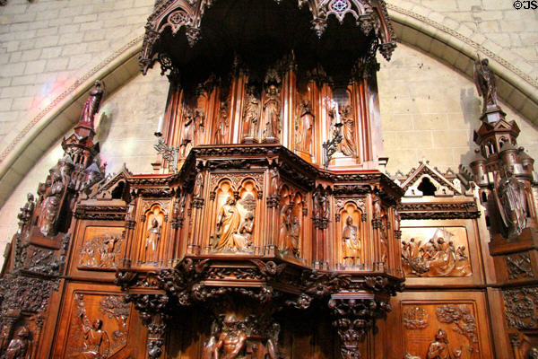 Main pulpit at St Maurice of Angers Cathedral. Angers, France.