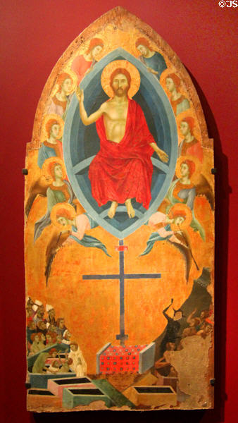 The Last Judgment painting (1305) by Segna di Bonaventura at Angers Fine Arts Museum. Angers, France.