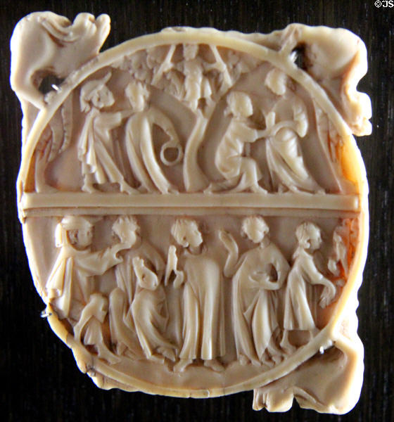 Courtly scenes carved in ivory (1st half 14thC) at Angers Fine Arts Museum. Angers, France.