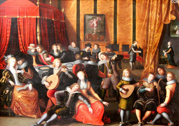 Spanish Concert painting (1st half of 17thC) attrib. Louis de Caulery at Angers Fine Arts Museum. Angers, France.