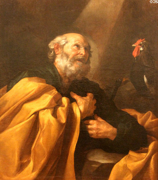 Penitent St Peter painting (17thC) by Jusepe de Ribera at Angers Fine Arts Museum. Angers, France.