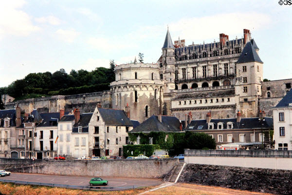 Northern riverside facade of Chateau Royal of Amboise. Amboise, France.